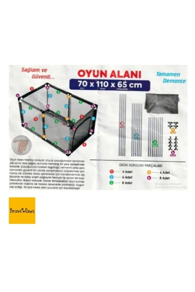 Kedi, Köpek Oyun evi ve Doğum Alanı Çit Şeklinde Kolay Kurulum 70x110cm - 5