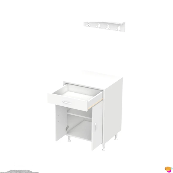 Modilayn QPLAS (M) Set Ocak Altı Dolap 65x88x48 cm Çekmeceli, Kapaklı 2 Göz Raf Bölmeli - 9