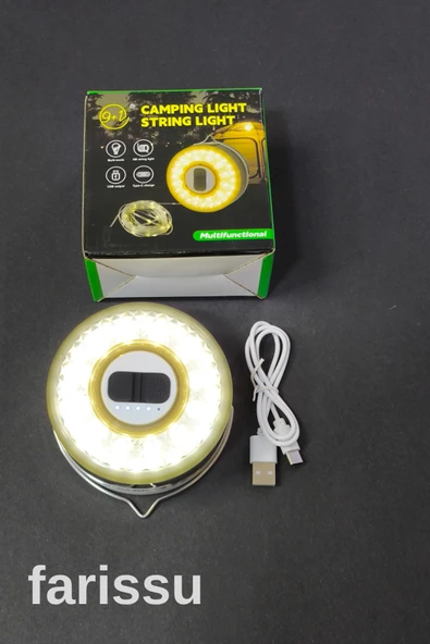 Güneş Enerjili Kamp Feneri ve 8 Metre 6 Modlu Renkli Peri LED Işık Seti | USB Şarjlı, Portatif ve Çok Fonksiyonlu - 5