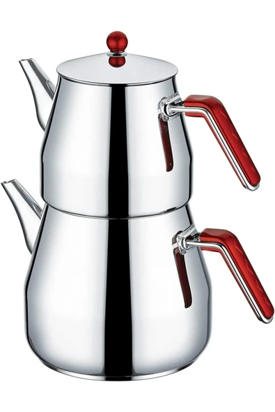 Kahramanlar Çelik 4 Parça Prizma Orta Boy Çaydanlık Takımı - 1,10 - 2 Litre ürün görseli