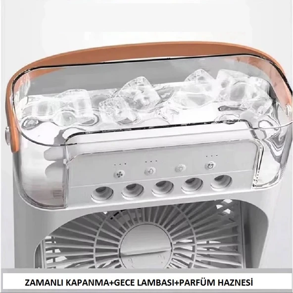 LS18 3 Kademeli Su Spreyli Parfüm Hazneli Masaüstü Vantilatör Fan Beyaz - 4