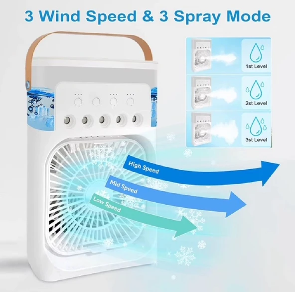 LS18 3 Kademeli Su Spreyli Parfüm Hazneli Masaüstü Vantilatör Fan Beyaz - 2