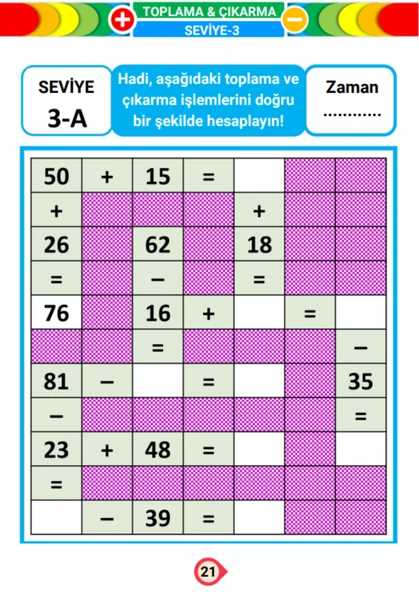 Herkes İçin Seviye Seviye Toplama Çıkarma YAZ SİL Kitabı - 4