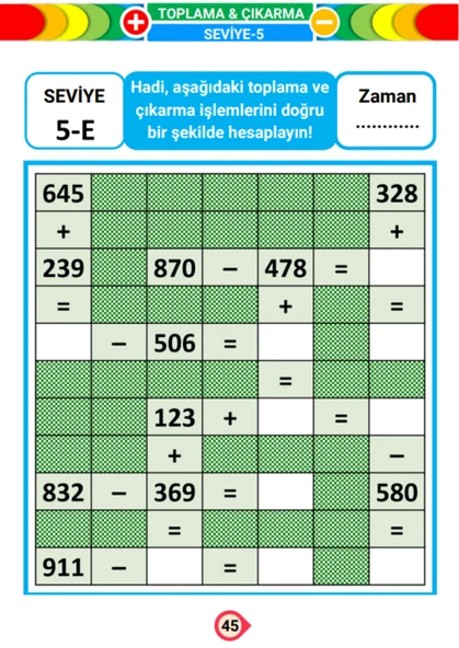 Herkes İçin Seviye Seviye Toplama Çıkarma YAZ SİL Kitabı - 6