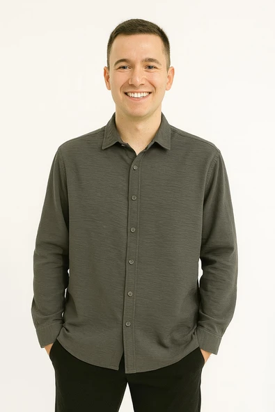 Huffa Erkek Pamuklu Müslin Uzun Kol Gömlek 7359 - Resim 7