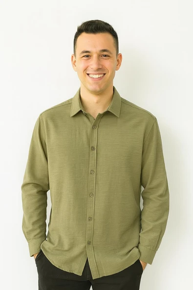 Huffa Erkek Pamuklu Müslin Uzun Kol Gömlek 7359 - Resim 5