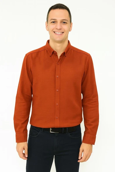 Panotti Erkek Pamuklu Keten Uzun Kol Gömlek 7360 - 6