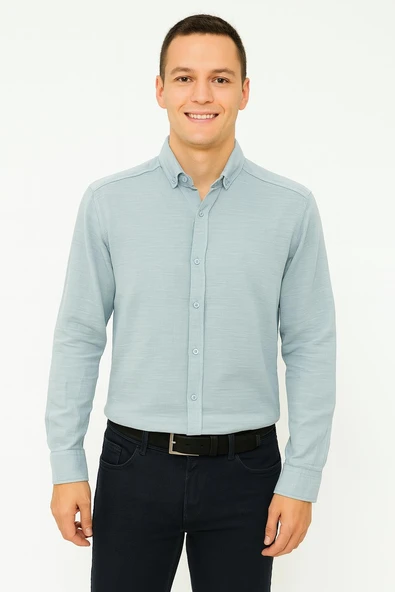 Panotti Erkek Pamuklu Keten Uzun Kol Gömlek 7360 - 3