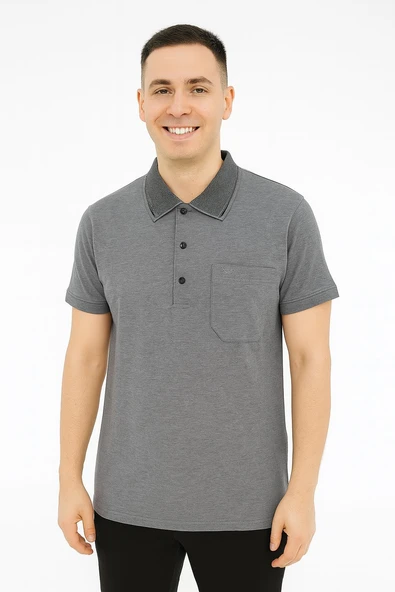 Simenti Yakalı Klasik Fit Kısa Kol Erkek Tişört 7370