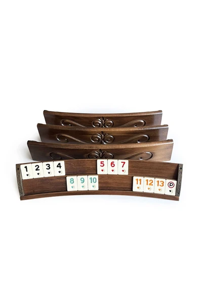 Elliptic Oval El Yapımı Masif Ahşap Oymalı Okey Takımı - 3