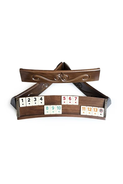 Elliptic Oval El Yapımı Masif Ahşap Oymalı Okey Takımı