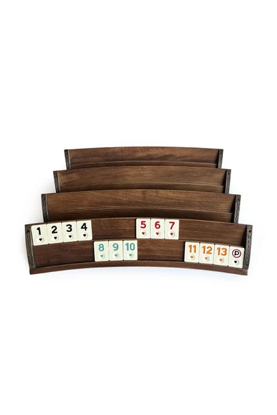 Elliptic Oval El Yapımı Masif Ahşap Oymalı Okey Takımı - 6