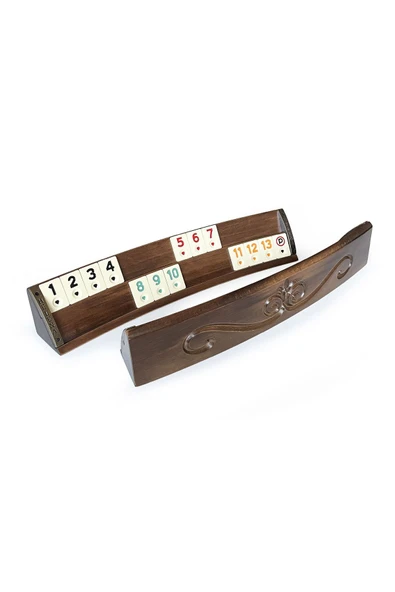 Elliptic Oval El Yapımı Masif Ahşap Oymalı Okey Takımı - 7