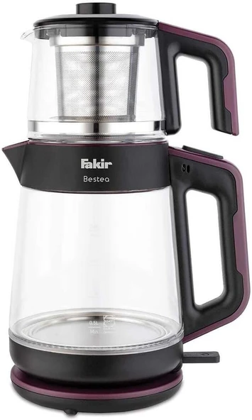 Fakir Bestea Çay Makinesi 1900 W 1 L Demlik 2 L Isıtıcı Hazneli, Cam Paslanmaz Çelik, Siyah Violet ürün görseli