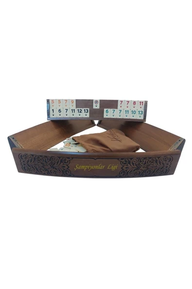 Helena Wood Art Ahşap Oval Okey Takımı Geyik Motifli - 3