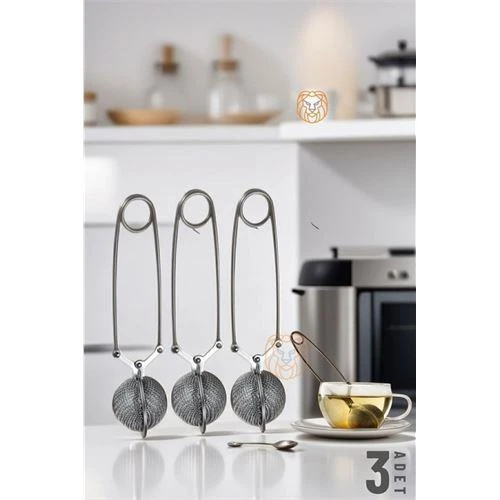 ModaCar Kıskaçlı Bitki Çayı Filtresi Top Çay Demliği Çay Filtresi Maşası 3 adet