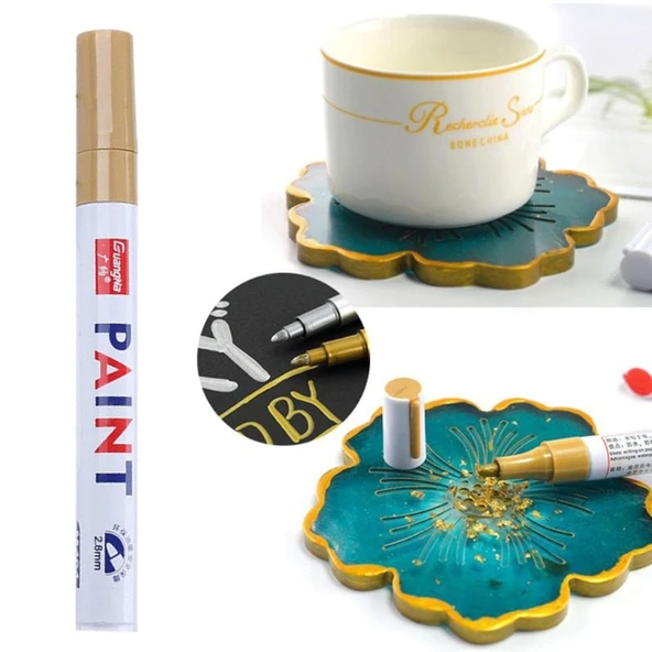 Epoksi Varak Kalem Paint Marker (1 Adet)  Gold - Resim 2
