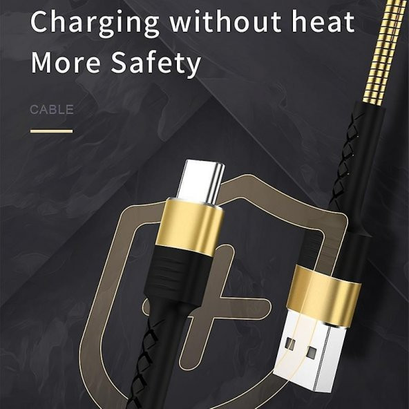 Joyroom S-M363 1.2m 2.4A Type-C USB Hızlı Şarj ve Data Kablosu Gold - 3
