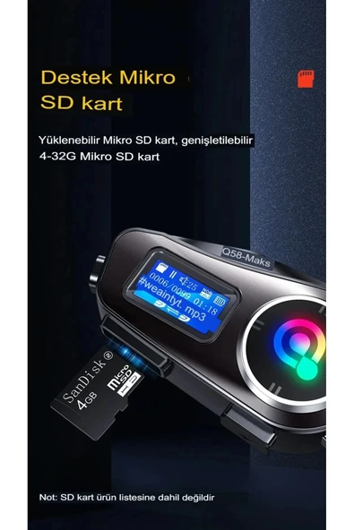 Q58-max Radyolu 2 Kişi Bağlantılı Bluetooth Kask Kulaklık Ekranlı Fenerli Müzik Ve Telsiz Intercom - Resim 4