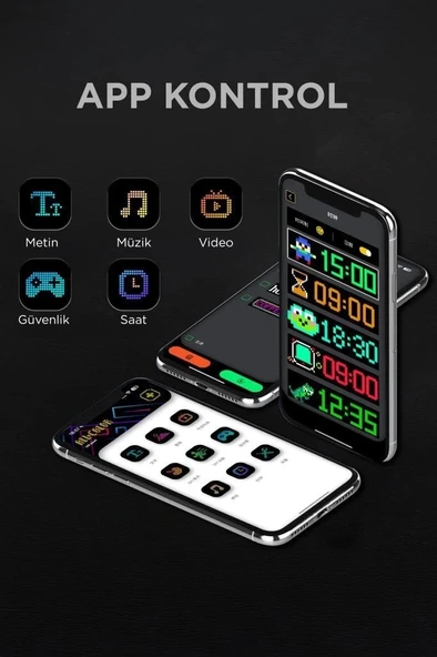 Rp937 Led Matrix Panel 16x64cm Telefon Kontrollü Kayar Led Animasyon Aydınlatma - Resim 3