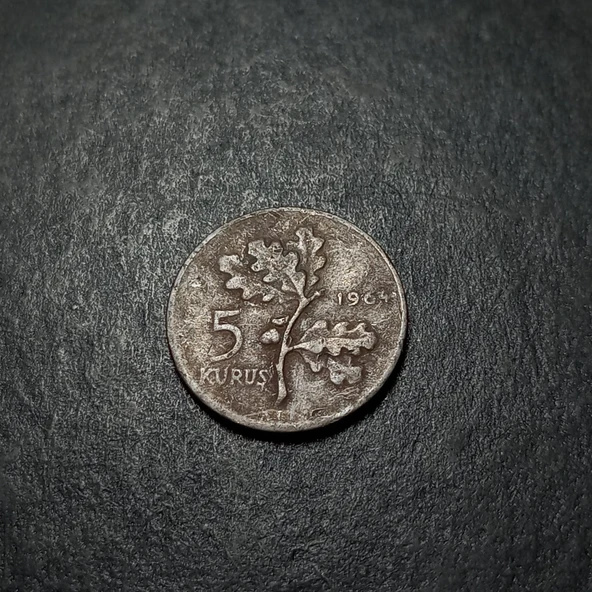 Escoines 399636873433ce9c39 5Kuruş 1964 Eski Madeni Para - Resim 2