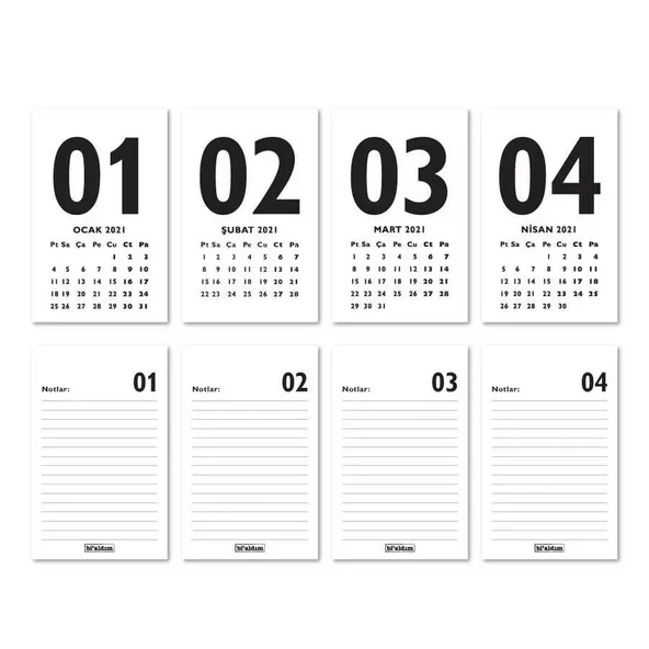 Haftalık Planlamalı 2026 Masa Takvimi - Kırmızı Beyaz - Resim 2