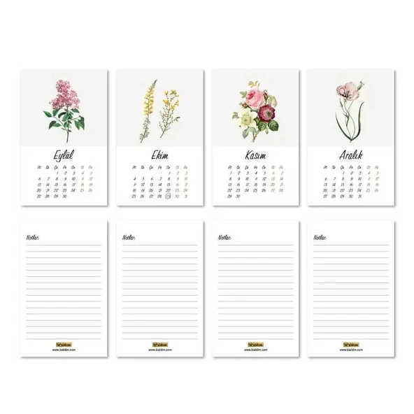 Vintage Çiçekli Haftalık Planlamalı 2026 Masa Takvimi - Resim 4
