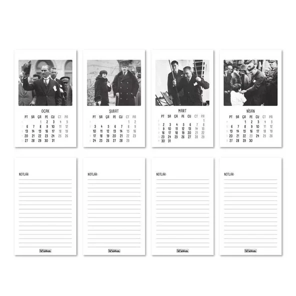 Atatürk Fotoğraflı 2026 Masa Takvimi Haftalık Planlayıcılı - Resim 2