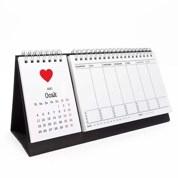 Kırmızı Kalpli Haftalık Planlama 2026 Takvim ürün görseli 1