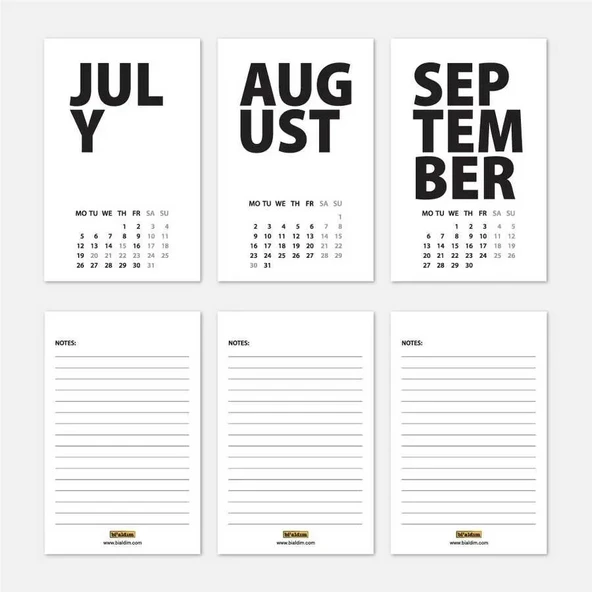 2026 Masa Takvimi İngilizce - Siyah Beyaz - Resim 4