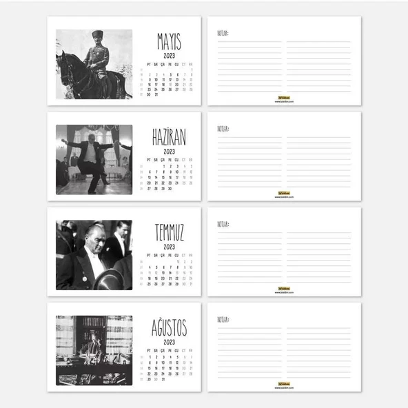 2026 Atatürk Takvimi - Atatürk Fotoğraflı 2026 Masa Takvimi - Kahverengi - Resim 3