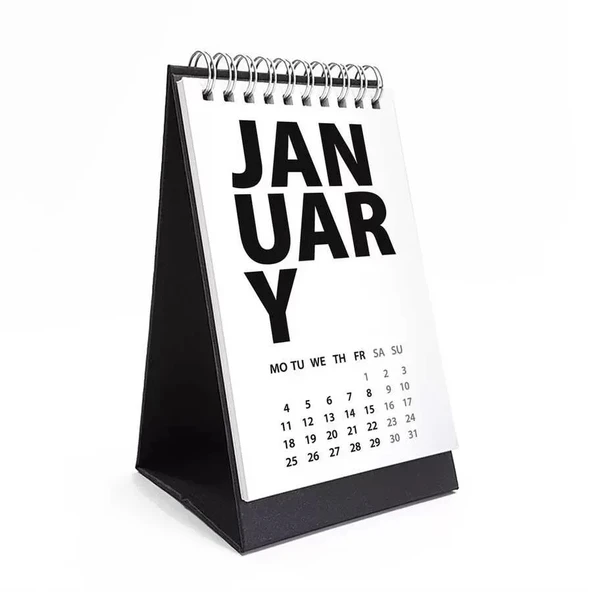 2026 Masa Takvimi İngilizce - Siyah Beyaz ürün görseli 1