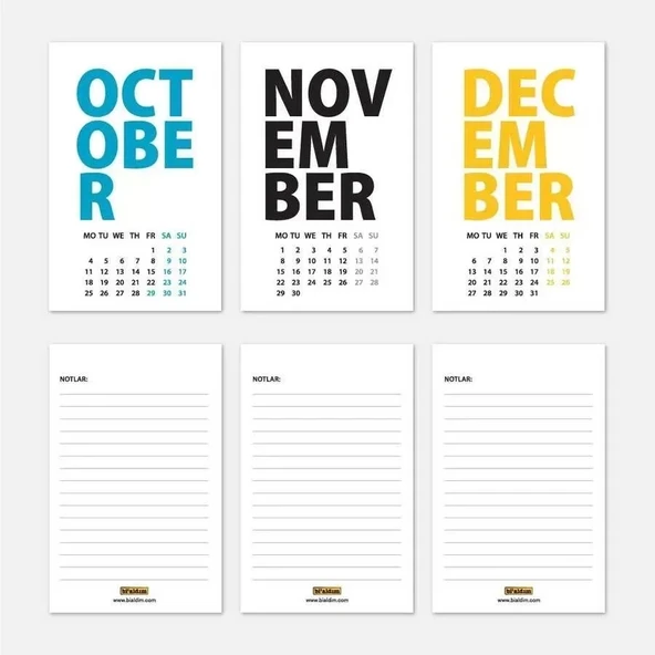 2026 Masa Takvimi İngilizce - Siyah Renkli - Resim 5