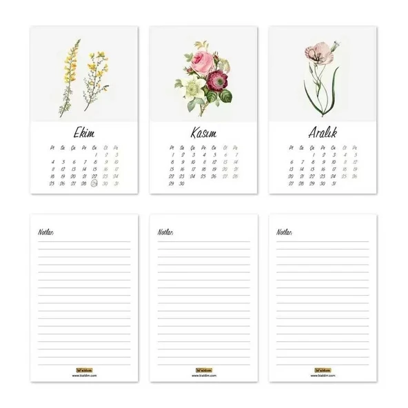 Vintage Çiçekli 2026 Masa Takvimi - Resim 5