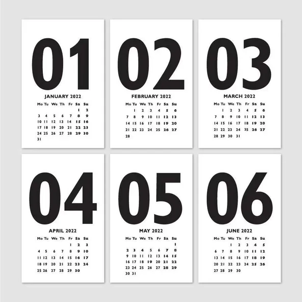 Siyah 2026 Masa Takvimi İngilizce Türkçe Sayı Aylar Konsept - Resim 4