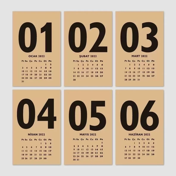 Kırmızı Kraft 2026 Masa Takvimi İngilizce Türkçe Takvim - Resim 2