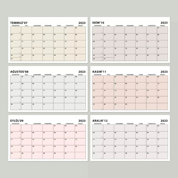 Boho Renk Aylık Planlama Masa Takvimi, 2026 Takvim, Minimalist Fonksiyonel Takvim - Siyah Renk - Resim 3