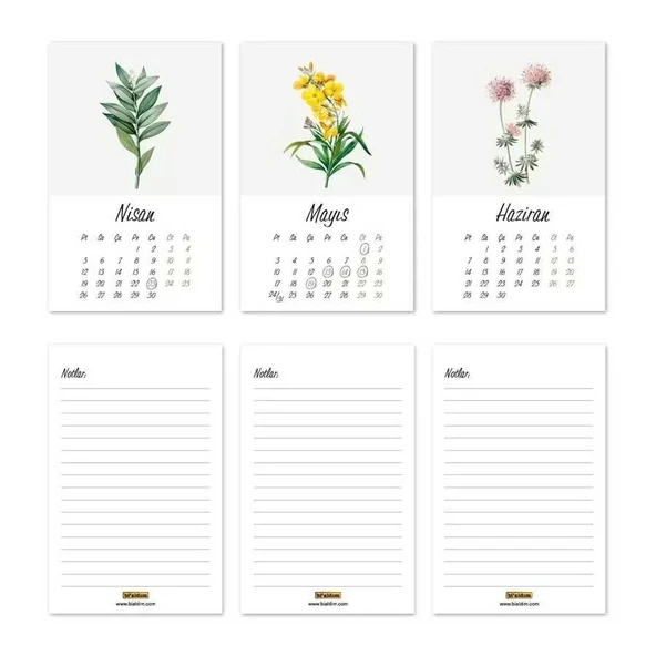 Vintage Çiçekli 2026 Masa Takvimi - Resim 3