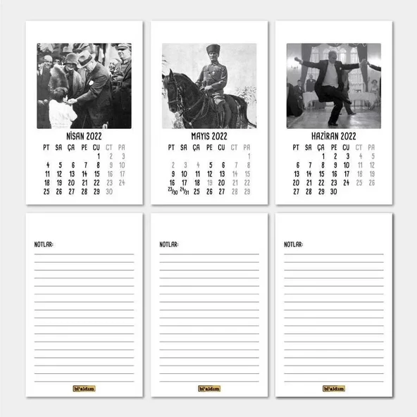 Atatürk Takvimi Haftalık Planlamalı 2026 Masa Takvimi Kırmızı - Resim 3