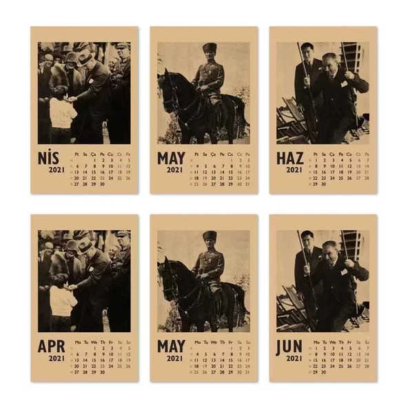 Atatürk Fotoğraflı 2026 Masa Takvimi - Dikey Siyah Kraft - 3