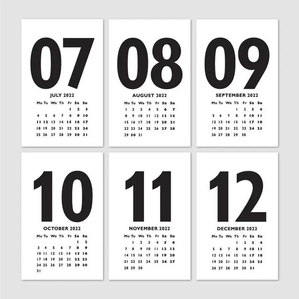 Siyah 2026 Masa Takvimi İngilizce Türkçe Sayı Aylar Konsept - Resim 5