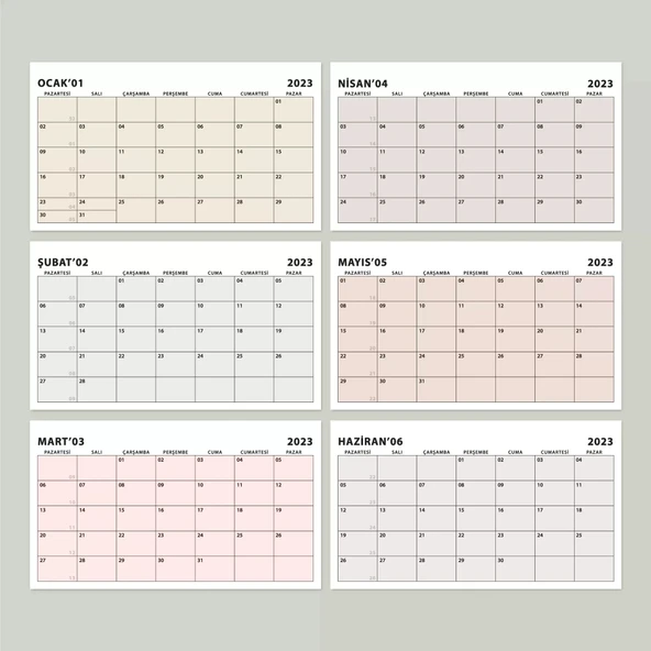 Boho Renk Aylık Planlama Masa Takvimi, 2026 Takvim, Minimalist Fonksiyonel Takvim - Siyah Renk - Resim 2