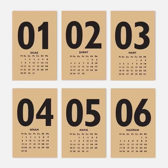 Rakam Serisi 2026 Masa Takvimi - Dikey Siyah Kraft - Resim 2