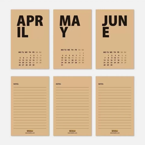 2026 Masa Takvimi İngilizce - Kırmızı Kraft - Resim 3