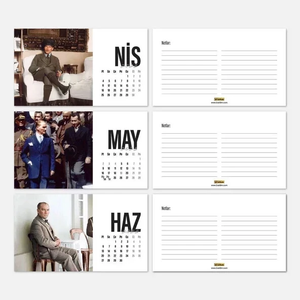 Atatürk Fotoğraflı Masa Takvimi - 2026 Takvimi - Resim 3