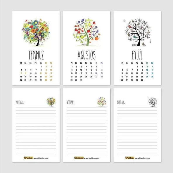 Dört Mevsim Ağaç Takvim Haftalık Planlayıcı 2026 Masa Takvimi Kırmızı - Resim 4