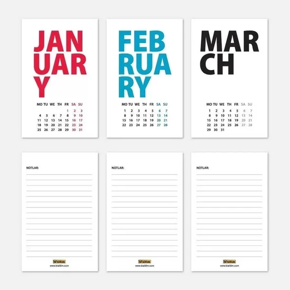 2026 Masa Takvimi İngilizce - Siyah Renkli - Resim 2