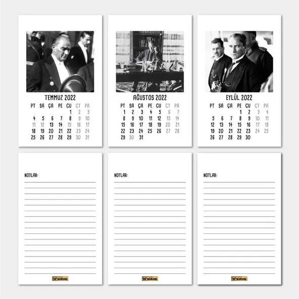 Atatürk Takvimi Haftalık Planlamalı 2026 Masa Takvimi Kırmızı - Resim 4