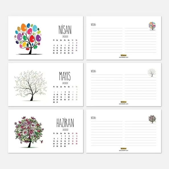 Mevsim Ağaçlı Takvim 2026 Masa Takvimi Siyah - 3