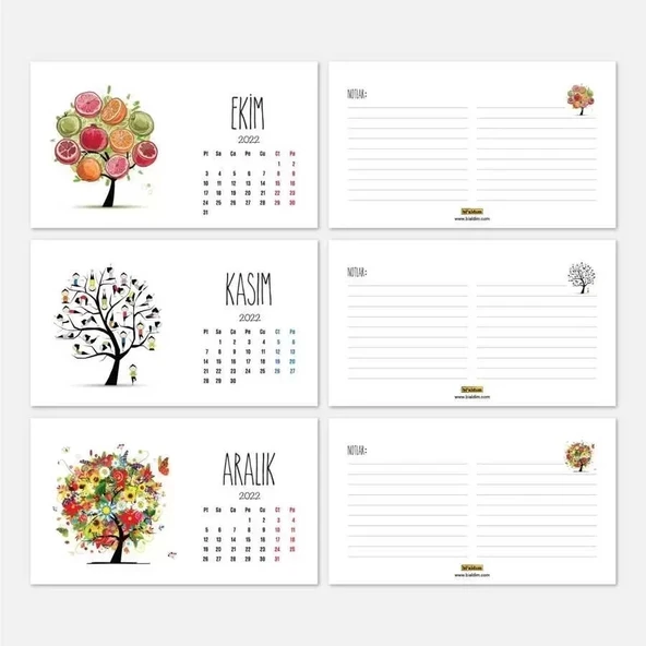 Mevsim Ağaçlı Takvim 2026 Masa Takvimi Siyah - 5